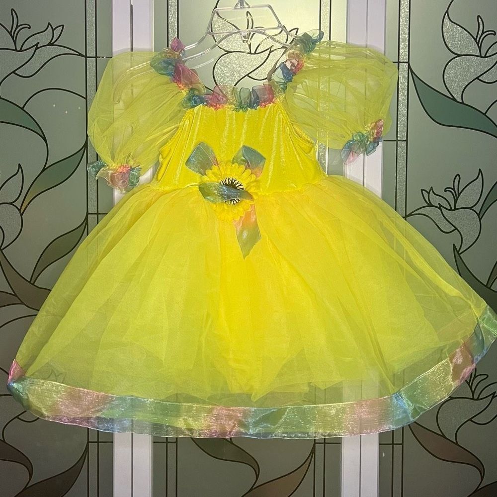 Yellow Fairy Dance Costume- Tutu/gloves/headband/bow -4T Great for Halloween